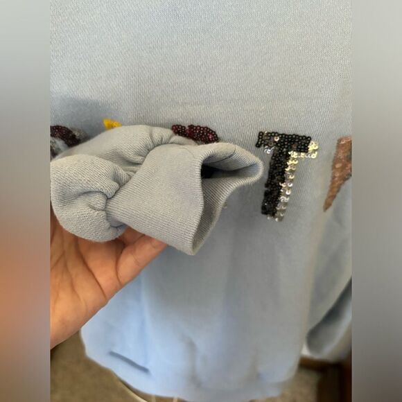 Aerie blue sequin PARTY sweatshirt M - Picture 5 of 12